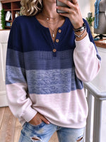 Casual Abstract Henley Collar Long Sleeve Sweatshirt