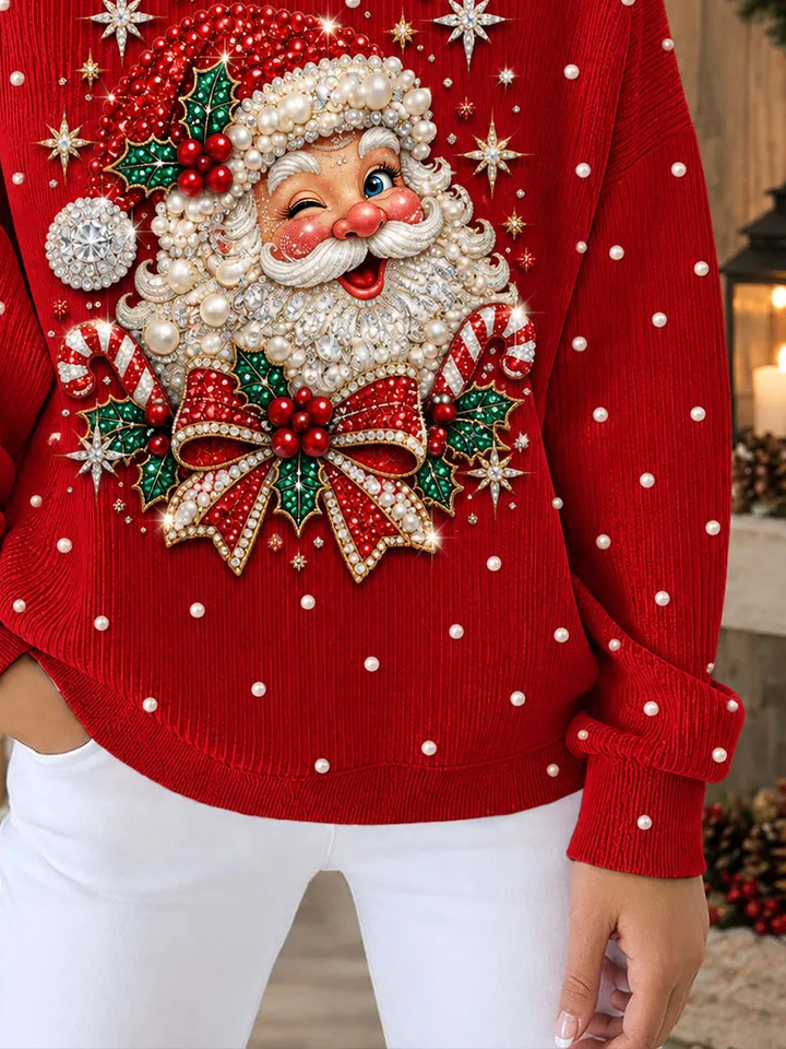 Casual Santa Claus Crew Neck Long Sleeve Sweatshirt