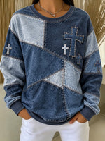 Casual Geometric Crew Neck Long Sleeve Sweatshirt