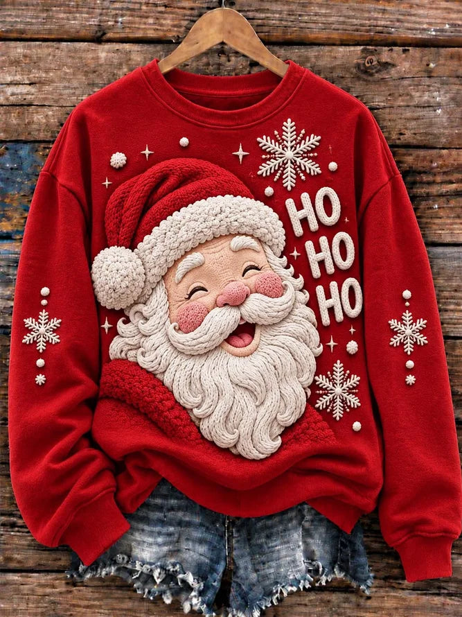 Casual Santa Claus Crew Neck Long Sleeve Sweatshirt