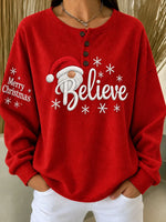 Casual Text Letters Henley Collar Long Sleeve Sweatshirt