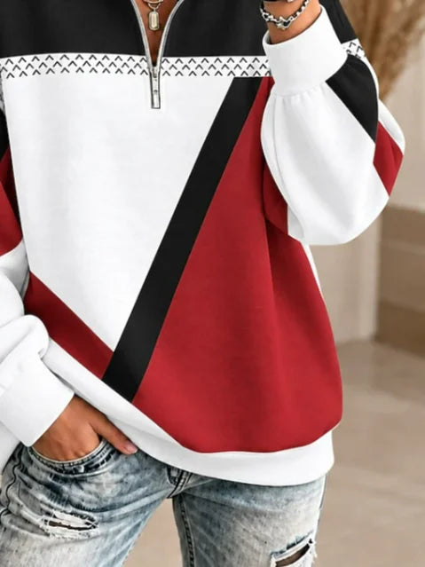 Casual Abstract Shawl Collar Long Sleeve Sweatshirt