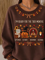 Casual Maple Leaf Crew Neck Long Sleeve Sweatshirt