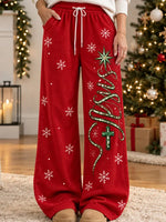 Women Christmas Long Pants Casual Spring/Fall Trousers