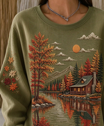 Casual Maple Leaf Crew Neck Long Sleeve Sweatshirt