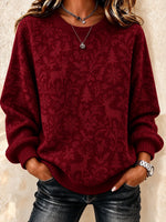 Casual Christmas Henley Collar Long Sleeve Sweatshirt