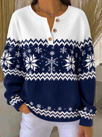 Casual Abstract Henley Collar Long Sleeve Sweatshirt