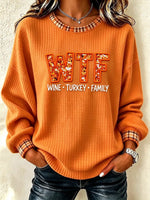 Casual Plaid Crew Neck Long Sleeve Sweatshirt