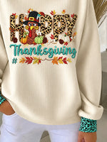 Crew Neck Printing Thanksgiving Day Casual Sweatshirt