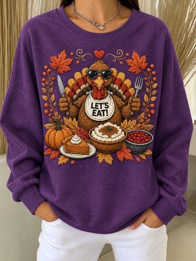 Casual Turkey Graphic Thanksgiving Sweatshirt