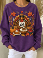 Casual Turkey Graphic Thanksgiving Sweatshirt