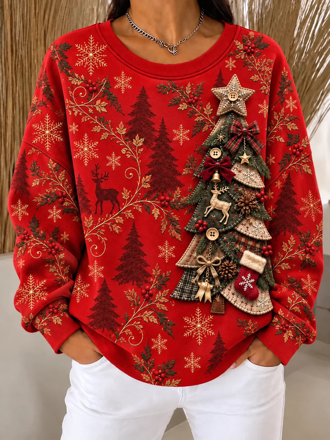 Casual Printing Crew Neck Regular Fit Sweatshirt