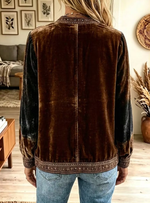 Women Casual Vintage Floral Zip Up Jacket