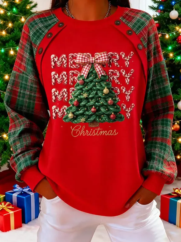 Women Merry Christmas Print Sweatshirt