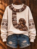 Casual Dog Crew Neck Long Sleeve Sweatshirt