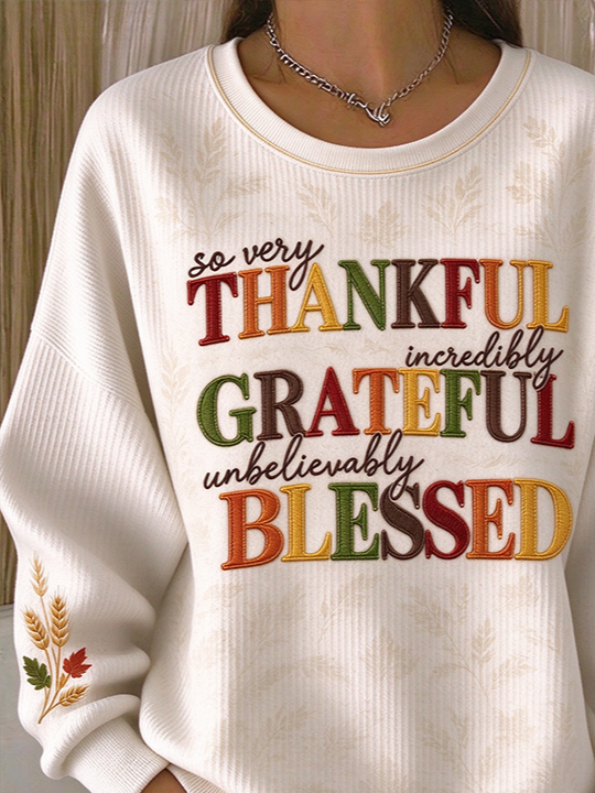 Casual Text Letters Crew Neck Long Sleeve Sweatshirt