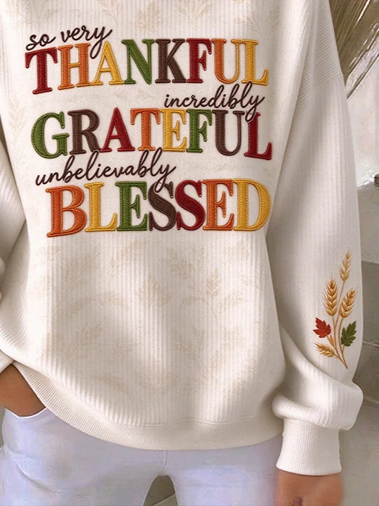 Casual Text Letters Crew Neck Long Sleeve Sweatshirt