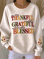Casual Text Letters Crew Neck Long Sleeve Sweatshirt