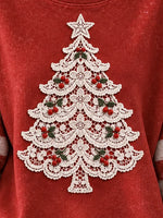 Vintage Casual Christmas Tree Crew Neck Sweatshirt