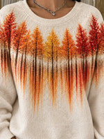 Casual Tree Crew Neck Long Sleeve Sweatshirt