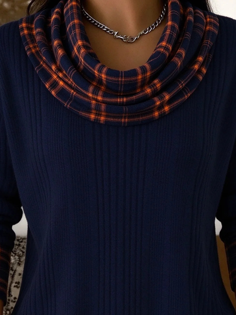 Women Plaid Casual Long Sleeve Comfy Vintage Sweater
