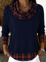 Women Plaid Casual Long Sleeve Comfy Vintage Sweater