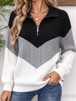 Casual Geometric Shawl Collar Long Sleeve Sweatshirt