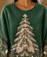 Casual Christmas Tree Crew Neck Long Sleeve Sweatshirt