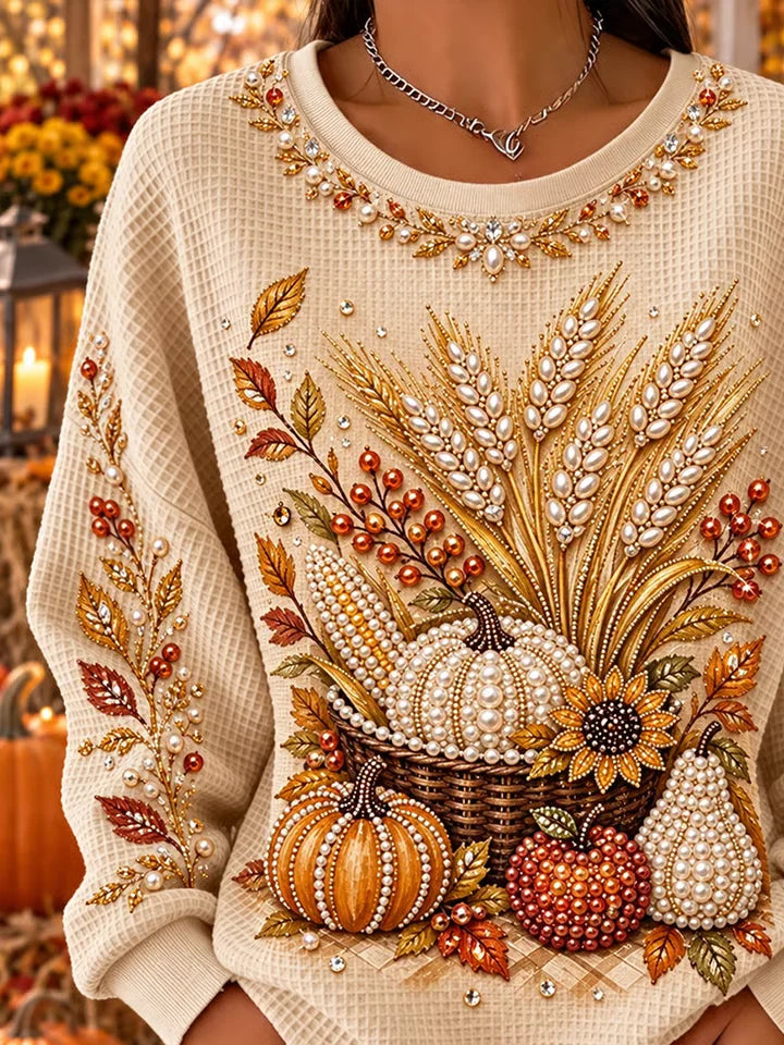 Casual Sunflower Crew Neck Long Sleeve Sweatshirt