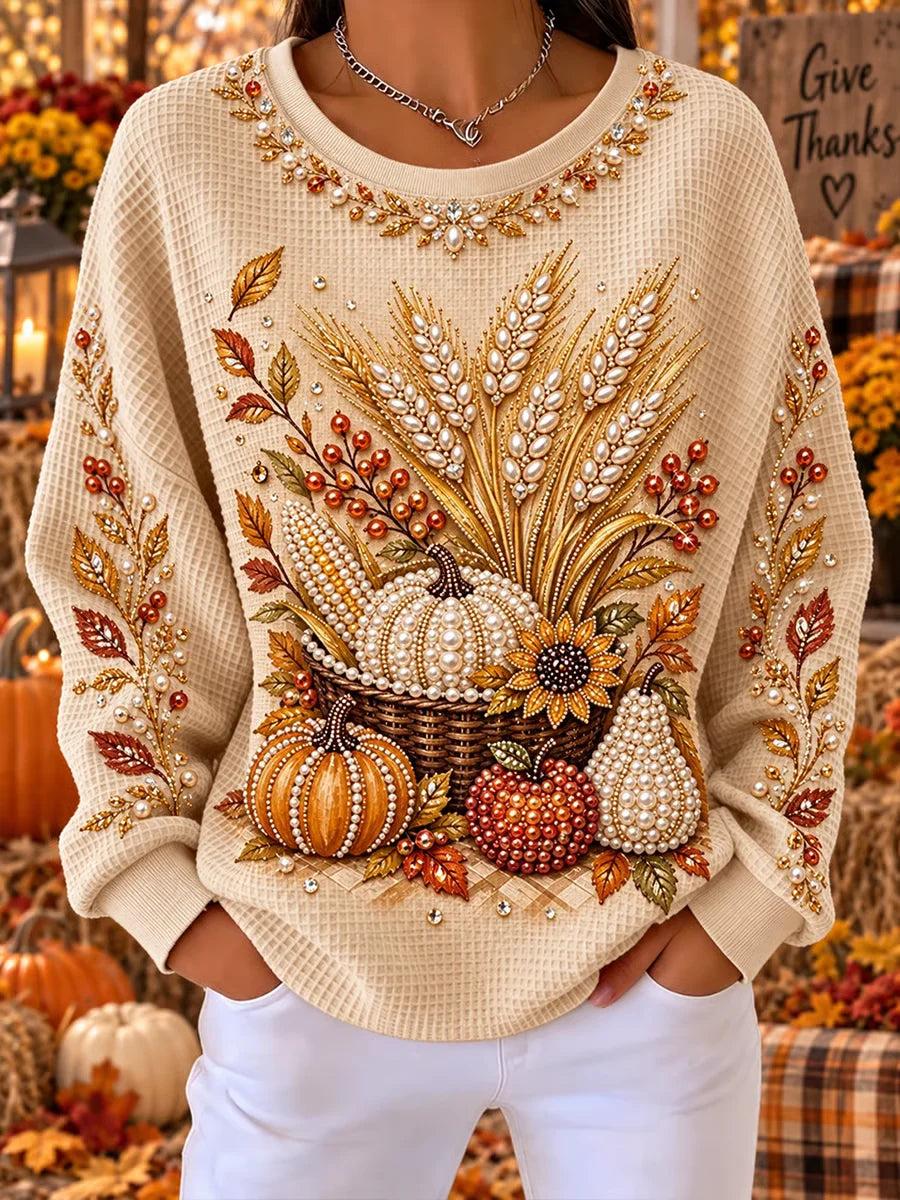 Casual Sunflower Crew Neck Long Sleeve Sweatshirt