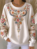 Casual Floral Crew Neck Long Sleeve Sweatshirt