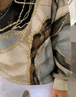 Casual Abstract Henley Collar Long Sleeve Sweatshirt