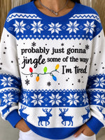 Casual Geometric Crew Neck Long Sleeve Sweatshirt