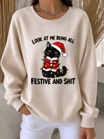 Casual Text Letters Crew Neck Long Sleeve Sweatshirt