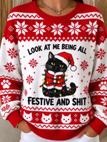 Casual Text Letters Crew Neck Long Sleeve Sweatshirt