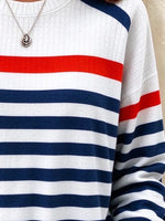 Casual Striped Crew Neck Long Sleeve Sweatshirt
