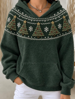 Women Vintage Christmas Trees Snowflakes Hoodie