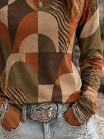 Casual Abstract Crew Neck Long Sleeve T-shirt