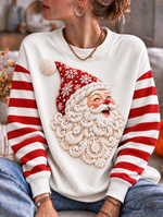 Women Vintage Christmas Santa Casual Crew Neck Sweatshirts