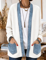 Women Plain Long Sleeve Comfy Vintage Printing Cardigan