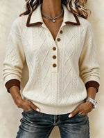 Vintage Abstract Shawl Collar Long Sleeve Sweatshirt
