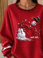 Casual Plaid Crew Neck Long Sleeve Sweatshirt