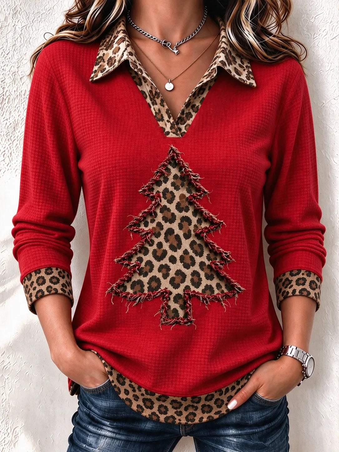 Vintage Leopard Shawl Collar Long Sleeve Sweatshirt