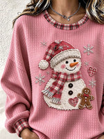 Casual Christmas Snowman Crew Neck Long Sleeve Sweatshirt