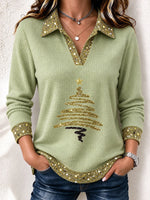 Vintage Christmas Shawl Collar Long Sleeve Sweatshirt
