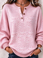 Casual Striped Solid Henley Collar Long Sleeve Sweatshirt