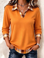 Casual Plaid Shawl Collar Long Sleeve Sweatshirt