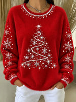 Casual Snowflake Daily Crew Neck Long Sleeve Sweatshirt