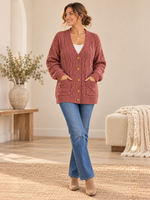 Cable Knit Button Front Pocket Cardigan