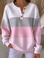 Vintage Striped Henley Collar Long Sleeve Sweatshirt
